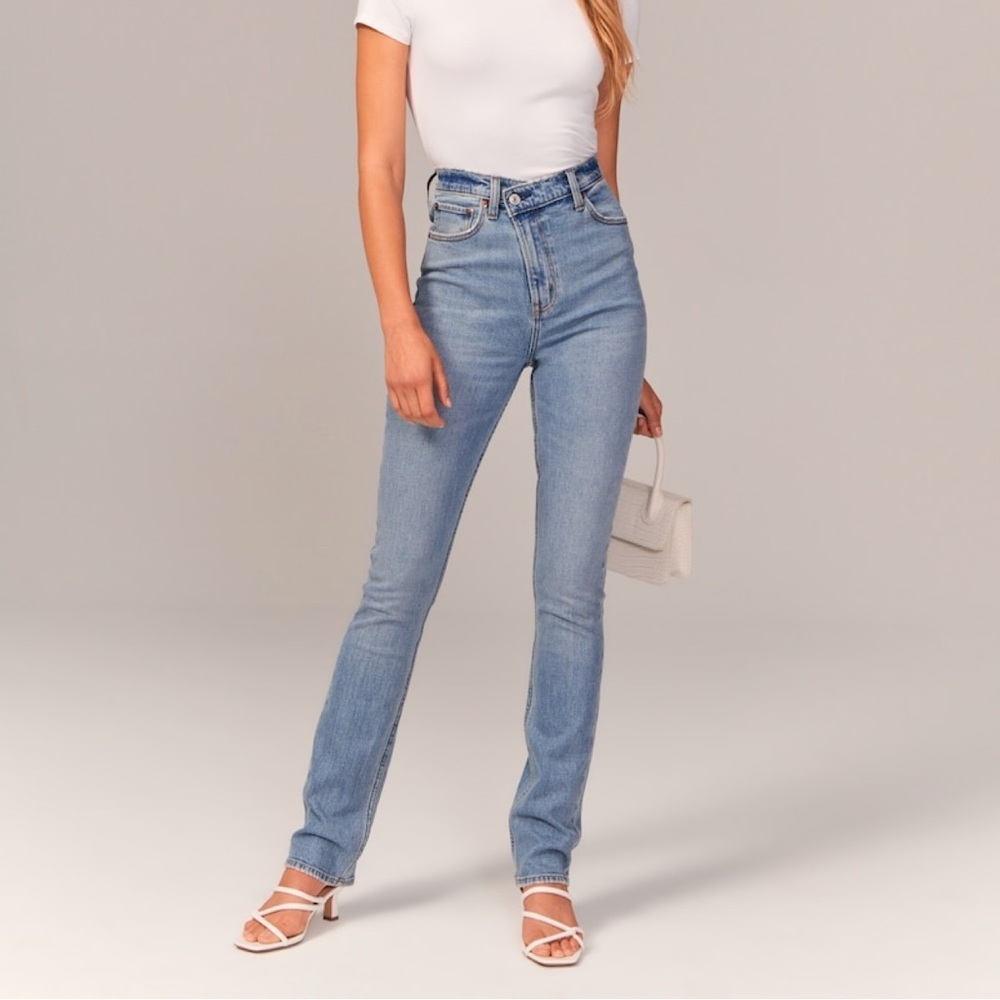 Abercrombie & Fitch The 90s Slim Straight Ultra High Rise Criss Cross 28/6L